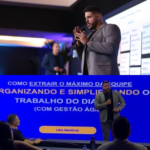 Léo Molina numa palestra pra líderes