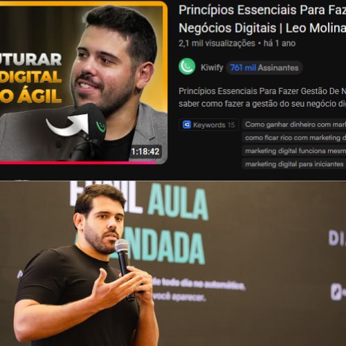 Léo Molina numa palestra em palco